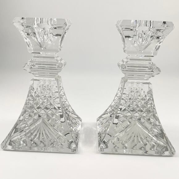 Waterford Wedding Heirloom Collection 6.25” crystal candlestick pair, EUC - Picture 1 of 13